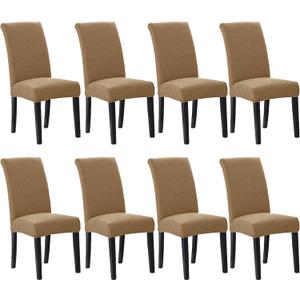 Howhic Stretch Chair Covers for Dining Room Set of 8, Removable Washable Dining Room Chair Covers, Dining Chair Slipcovers Seat Protector, Great Decor for Home and Banquet (Tan, 8 Pack)