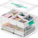 SpaceAid Craft Organizers and Storage - 24 QT Plastic Box Art Supply Storage Organizer Bin with Lid, Removable Trays and Dividers, Clear Container for Art and Craft Supplies,1 Pack