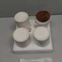 getstar Small Canisters Sets for the Kitchen, 20 oz Sugar Coffee Tea Storage Containers, Ceramic Kitchen Canisters for Countertop Set of 4 with Airtight Lids and Teaspoons