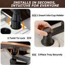 Car Tray Cup Holder Desk, 360 Rotating PU Leather Food Car Table - Steering Wheel Tray Road Trip Essentials Accessories for Tesla Model Y/3/S, Ford F150 Most Vehicles