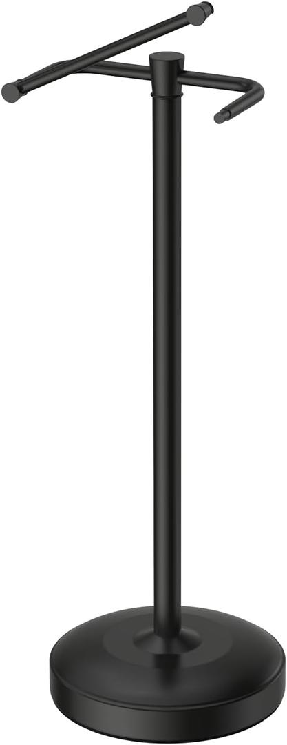 Freestanding Toilet Paper Holder Stand, Heavy Duty Matte Black Stainless Steel Toilet Paper Holder with Weighted Base, Rustproof & Tool-Free Installation for Modern Bathrooms