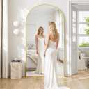 Oversized Full Body Mirror 35x78 inch Arched Full Length Mirror with Stand Aluminum Wall Mounted Hanging or Leaning Standing Mirrors,Gold