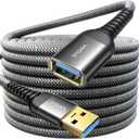 AINOPE USB Extension Cable, USB Extender, USB 3.0 Extension Cable, Male to Female Cord High Data Transfer Compatible with USBKeyboard, Flash Drive, Hard Drive, Printer, 24.6FT, Black