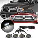 4 Pcs Led Grill Lights Compatible with 2013-2018 RAM 1500 & 2019-2024 RAM 1500 Classic - LED Front Grille Lights Accessories with Fuse & Harness (White Light Black Shell)