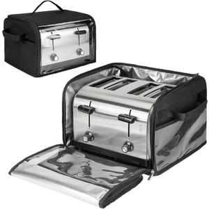 Toaster Cover 4 Slice with Aluminum Foil Lining and Base Compatible with Cuisinart/BELLA/Black and Decker,Cover Only,Black
