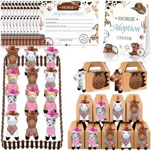 Set of 62 Adopt a Horse Animal Party Favors Include 12 Boxes 12 Cards for Adopt a Grassland Animal Party Favor Pet Birthday Supply Gifts