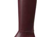 Mattiventon Knee High Boots Women Fashion Long Tall Boots with Round Toe Low Heel Side Zip Stretch Riding Boot for Fall Winter (8, Burgundy)