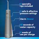 Waterpik Cordless Pulse Rechargeable Portable Water Flosser for Teeth, Gums, Braces Care and Travel with 2 Flossing Tips, Waterproof, ADA Accepted, WF-20 Gray