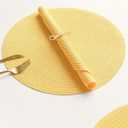Floroom 15 Inch Round Braided Placemats Set of 4, Washable Heat Resistant Cotton Polyester Circle Place Mats for Kitchen Dining Table - Yellow