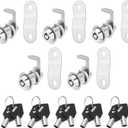 uxcell 3/4 Inch Cabinet Locks with Key, 5 Pack Cam Replacement Lock Cylinder Toolbox Lock Keyed Alike for RV Drawer Storage Cart Mailbox Compartment Door Tool Lock, Silver