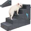 5-Step Dog Stairs and Ramp for Small Dogs and Cats, Pet Steps for High Bed with Non-Slip Bottom, Grey