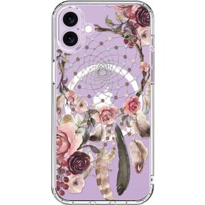 ICEDIO for iPhone 17 Case with Screen Protector - Wireless Charging Compatible, Enhanced Camera Protection,Slim Fit - Clear Cover with Trendy Floral Design for Women - Elegant Pink Blossoms