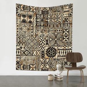 ALHAAHLL Hawaiian tropical style tapa cloth tribal vintage Tapestry Wall Hanging Tapestries For Home Bedroom Living Room Dorm Aesthetic Decor 60 X 51 Inches