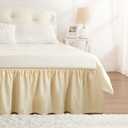 2 x RIMELA Light Camel Bed Skirt King Size 15 Inch Drop, Elastic Bed Skirting for Bed Base and Frame, Bedding Dust Ruffle Easy to Install, Lightweight Wrap Around Adjustable Bedskirt