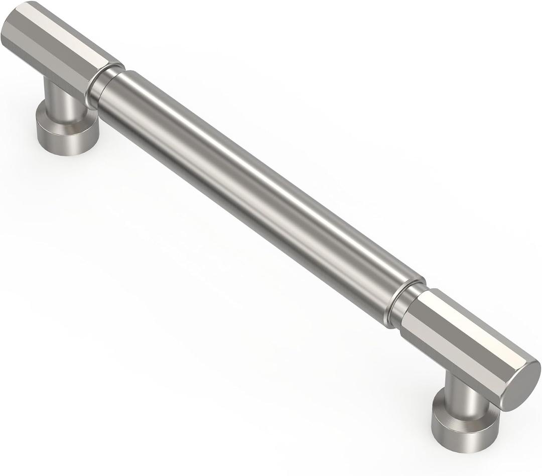 Alzassbg Brushed Satin Nickel Cabinet Pulls and Handles 10 Pack, AL3096SN | 5 Inch Hole Center, Contemporary Style, Decorative Hardware Handles, for Cabinets and Drawers