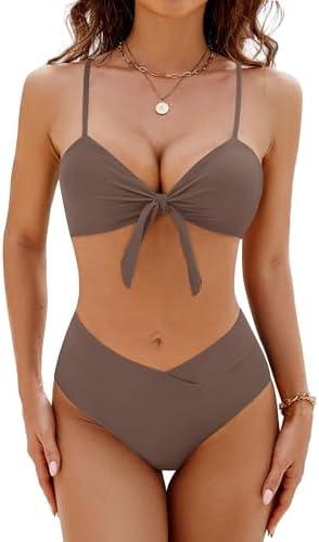 Blooming Jelly Women's High Waisted Bikini Sets Two Piece Swimsuit Sexy Bathing Suits Size S