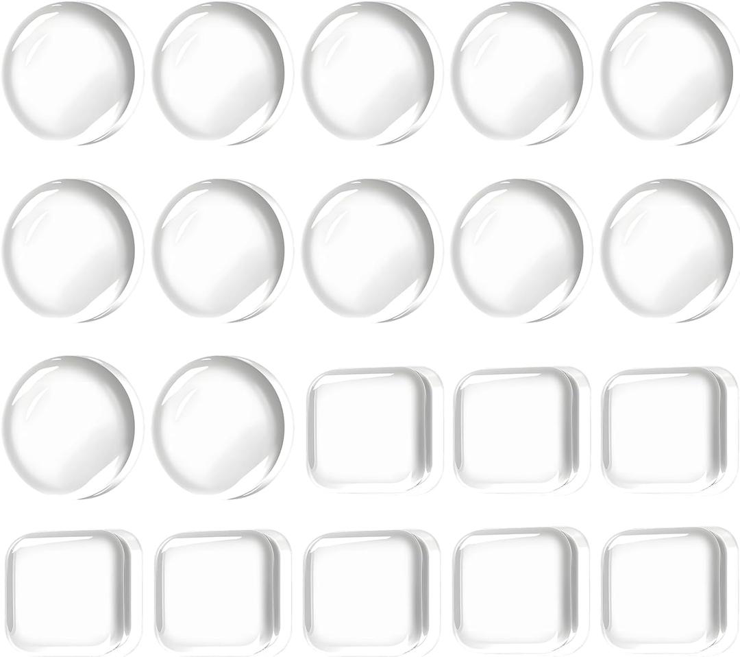 2 x Door Knob Wall Protector, 2 Inch Clear Door Handle Wall Protector, Self-Adhesive Door Handle Crash Pad for Noise Reduction, Shock Absorbent Stopper for Home and Office Use (12 Round + 8 Square Pads)