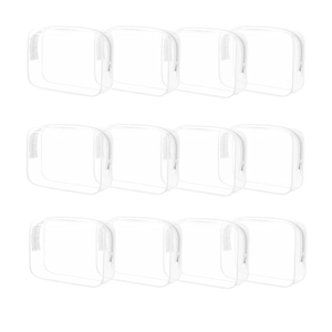12 Pieces Clear Cosmetic Bag, PVC Waterproof Makeup Bags with Zipper, TSA Approved Toiletry Bag for Travel, Transparent Pouches Organizer Storage for Men and Women (White, Small)