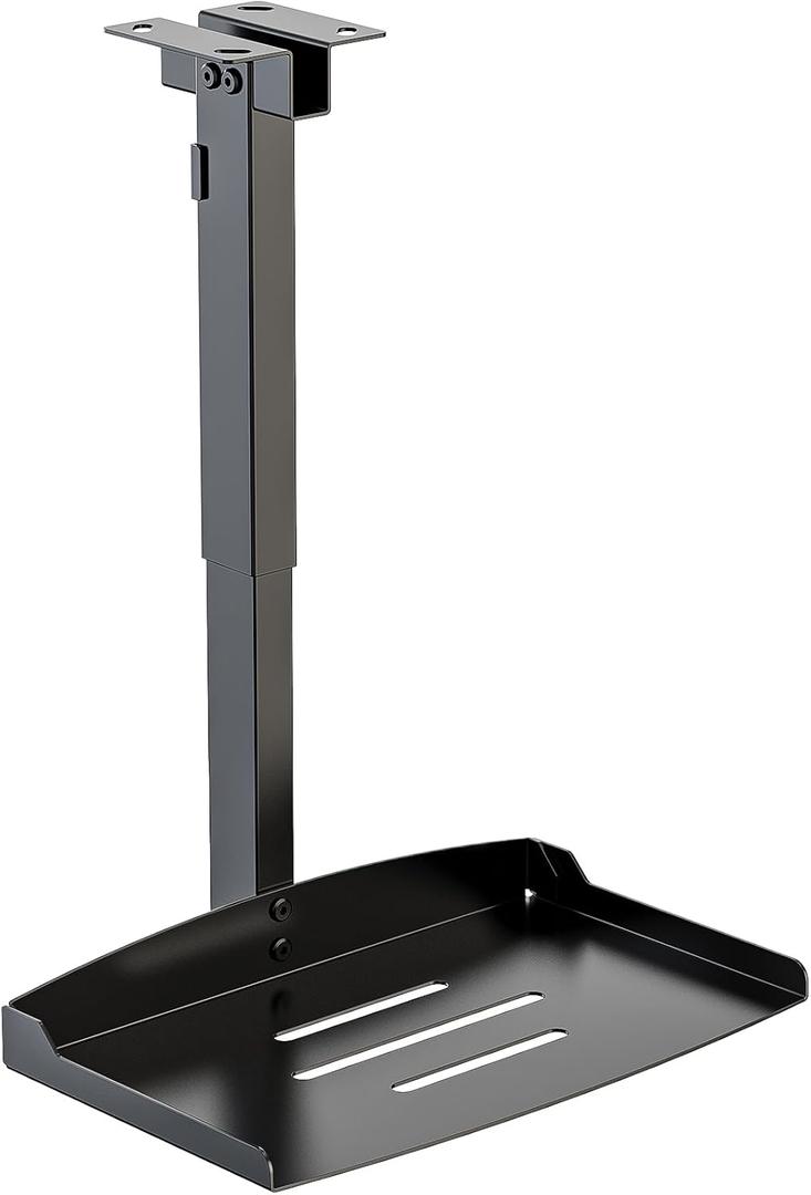 WALI Projector Ceiling Mount TrayProjector Wall Mount Holds up to 22lbs, Height Adjustable Universal Projectors Mount, No Hole Installation, Hidden Cable Routing, Black(PM-005-B)