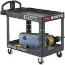 Rubbermaid Commercial Products 2-Shelf Utility/Service Cart, Medium, Black, Lipped Shelves, Ergonomic Handle, 500 Lbs Capacity, forfor Warehouse/Garage/Cleaning/Manufacturing