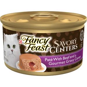 Purina Fancy Feast Savory Centers With Beef Wet Cat Food Pate with Gourmet Gravy Center - (Pack of 24) 3 oz. Cans (EXP 03/31/28)