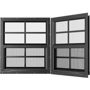 2 Pack Shed Windows 30" W x 36" H Flush Mount, Black Household Windows for Playhouses, Barns, Chicken Coop