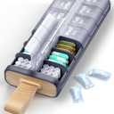 Weekly AM PM Pill Organizer 7 Day, Large 2 Times a Day Pill Box Case with Carry Handle, Moisture-Proof Desiccant & Secure Easy-Open Lids for Vitamins and Supplements