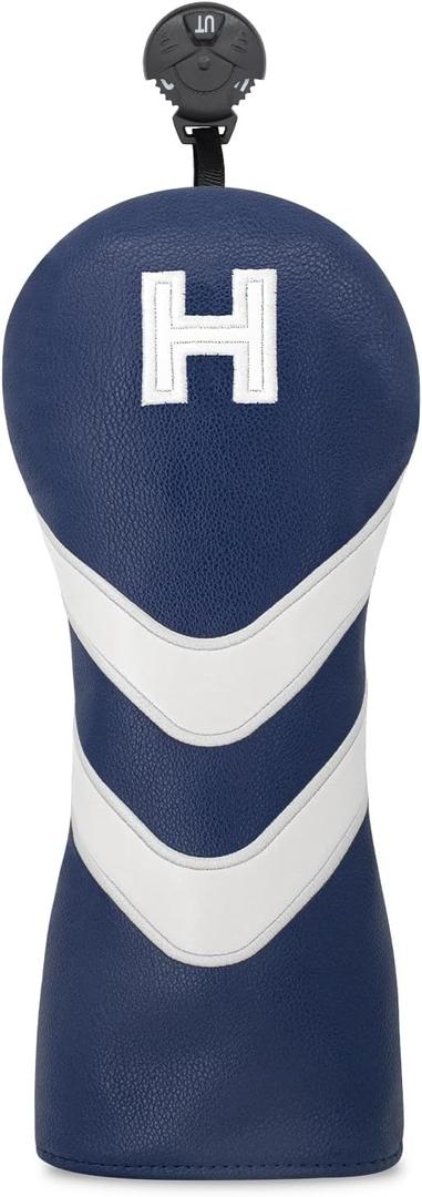 Golf Head Cover Golf Club Blue Leather Headcovers Set Fits Driver Fairway Wood Hybrid Utility Putter Iron Wedge Headcover.