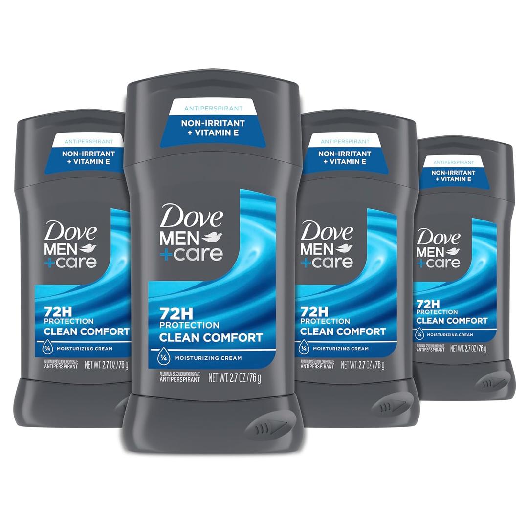 Dove Men+Care Antiperspirant Deodorant Stick Clean Comfort, 12 Count, 2.7 oz 72-Hour Sweat and Odor Protection, 1/4 Moisturizing Cream, Comfortable Underarm Care, Clean Comfort Scent
