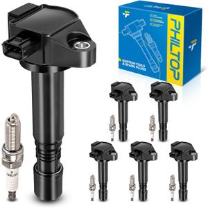 PHILTOP Set of 6 Ignition Coil Pack and Iridium Spark Plugs Fits for Honda 2016-2019 Pilot,2013-2017 Accord,2018-2019 Odyssey,Acura 2016-2018 RDX,2017-2019 Ridgeline,Acura 2015-2019 TLX