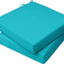 AAAAAcessories Outdoor Seat Cushions for Chairs, Waterproof, Fade-Resistant, 20" x 20" x 3", Patio Furniture Replacement Cushions, Set of 2, Turquoise Blue