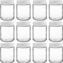 Suwimut 12 Pack Glass Mason Jars, 8 oz Regular Mouth Small Glass Canning Jars Storage Containers with Airtight Lids for Jelly, Jam, Honey, Beans, Pickles, Spice, Yogurt, Food Storage