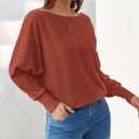 BTFBM Off Shoulder Sweaters for Women Trendy 2025 Fall Long Sleeve Casual Basic Knit Winter Oversized Pullover Sweater (S)