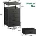 Huuger Night Stand with Charger Station and LED Lights, 4 Drawer Nightstand, Bed Side Table with Open Shelf, End Table, Fabric Dresser for Bedroom, Black