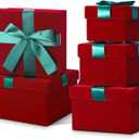 Tenceur 5 Pcs Christmas Gift Boxes Red Assorted Gift Square Boxes with Lids Velvet Gifts Box Birthday Gifts Box with Ribbon for Festival Christmas Birthday Weddings(Green)