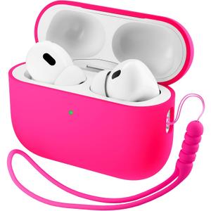 ORNARTO Compatible with AirPods Pro 3 Case 2025, Full Protective Hybrid Silicone for AirPods Pro 3rd Generation Case, Front LED Visible Skin Cover-Hot Pink