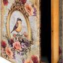 Vintage Faux Book Decorative Storage Boxes Hidden Safe Box Floral Bird Fake Book Box Decorative Books Boxes Wooden Hollow Trinket Photo Remote Coffee Table Books Boxs for Shelf Home Decor