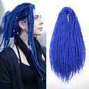 20 Inch Blue Wool Dreadlock Extensions Double Ended 20 Strands 0.6cm Wool Dreadlocks for Women Soft&Lightweight Double Ended Wool Dreads Stylish & Durable Dreads Extensions