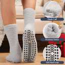 Toes Home Fuzzy Socks Men with Grips, Winter Fluffy Slipper Socks Hospital Cozy Warm Non-slip Thick 5 Pairs