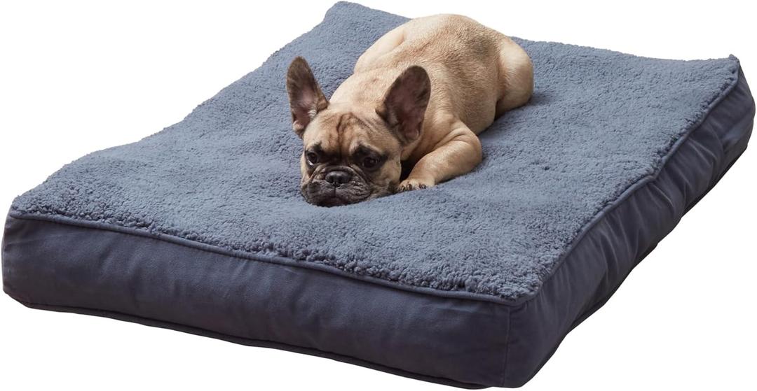 Happy Hounds Daisy Deluxe Supportive Sherpa Dog Bed, Small (36 x 24 in.), Prussian Blue