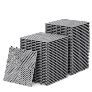 Jocoevol 60-Pcs Interlocking Tile, Indoor/Outdoor Drainage Interlocking Floor Tiles 11.8" x 11.8", Anti-Slip Waterproof Soft PVC Splicing Flooring Tile for Garage Patio Pool Bathroom, Grey