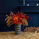 MISSPIN Thanksgiving Decorations - 9Pcs Fall Decor Artificial Flowers Orchid Maple Leaves Stems Set Fall Stems Faux Reed Maple Leaves for Wedding Bouquet Table Centerpieces Autumn