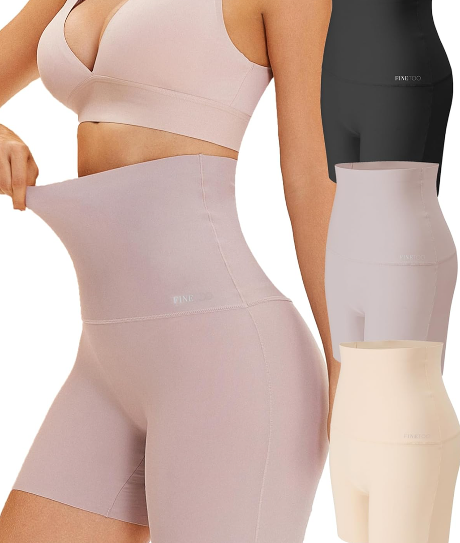FINETOO High Waisted Tummy Control Underwear for Women Seamless Shapewear Panties Boy Shorts Ladies No Show Boxer Briefs XL