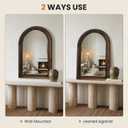TRAHOME Arched Bathroom Mirror, 36"x24" Brown Wood Frame Wall Mirror, Farmhouse Vintage Vanity Mirror with Layered Frame for Entryway, Living Room, Bedroom