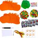 Winlyn 30 Sets Fall Halloween Pumpkin Decorations DIY Pumpkin Craft Kits Foam Pumpkin Shapes 8" W and Smile Fall Leaves Glitter Leaves Pumpkin Decorating Stickers for Kids Classroom Party Activities