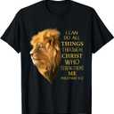 Philippians 4:13 Religious Lion Verses Funny Christian Gift T-Shirt (Small, Black)