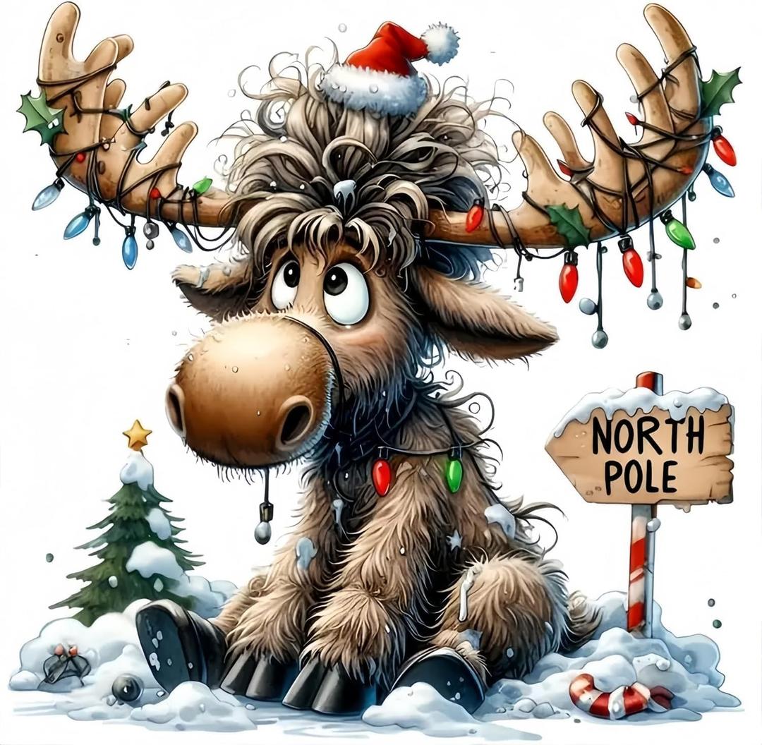 Christmas Stamped Cross Stitch Kits for Beginners Adults,Deer Patterns Dimensions Needlepoint Art Crafts,Counted Cross Stitch Kits Embroidery Kits for Beginners Adults for Home Decor 13.8x13.8 inch