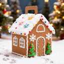 24Pcs Christmas Gingerbread House Kit, DIY Christmas Gift Treat Boxes Bulk, Candy Gingerbread Gifts Boxes Party Favors for Xmas Holiday Party Treat Cookie Goodie Snack Packaging
