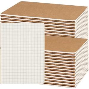50 Pack A5 Kraft Notebooks Bulk, 8.15x5.5 Inches Graph Paper Journaling Notebooks, Notebooks for Work, Composition Notebooks for School, Journal Notebooks for Office, 60 Pages