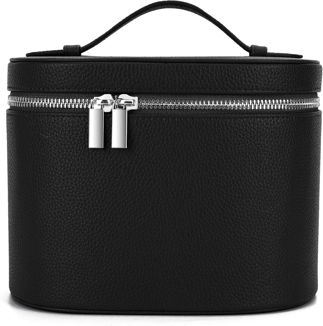 YFGBCX Makeup Bag Vanity Case with Removable Divider Travel Toiletry Bag Portable Cosmetic Bag Makeup Organizer Case (Black)